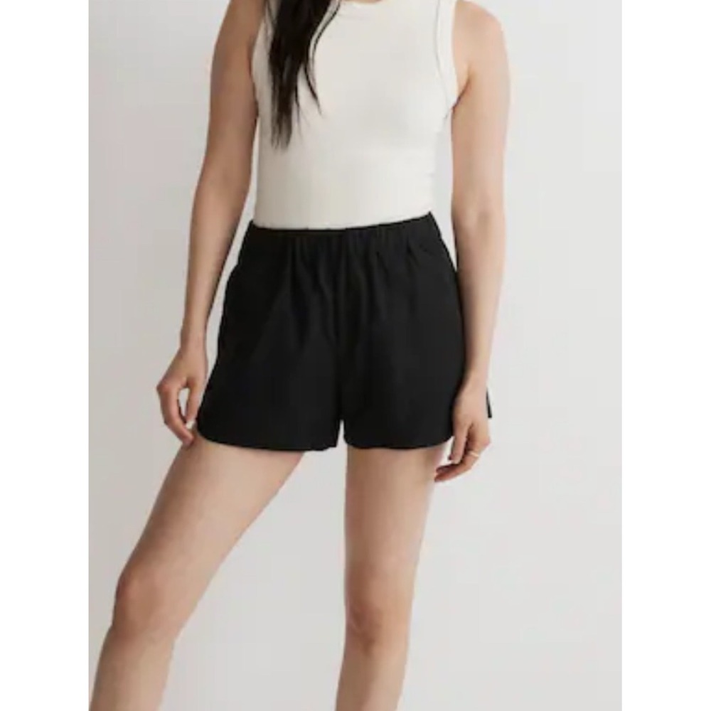 Madewell Black Pull-On Shorts Large Elastic Waist Casual Summer H5956